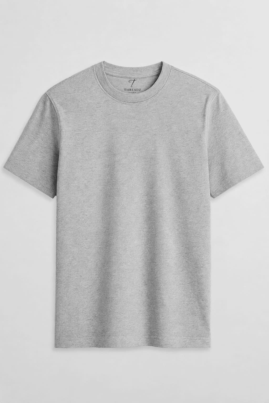Grey Melange Plain Tee